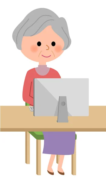 Las mujeres mayores, PC — Vector de stock