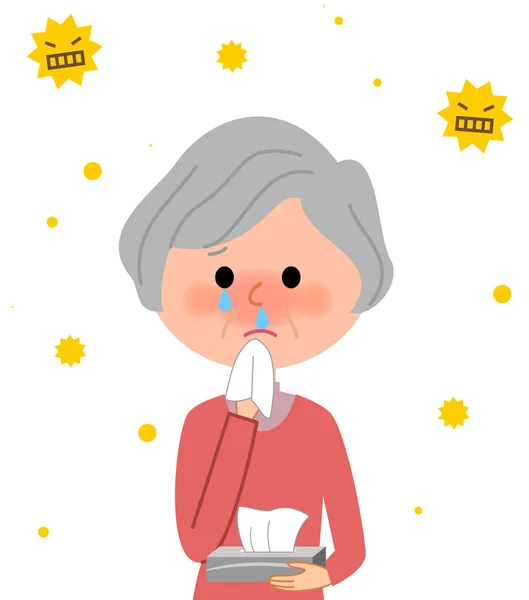 Elderly women,Hay fever — Stock Vector