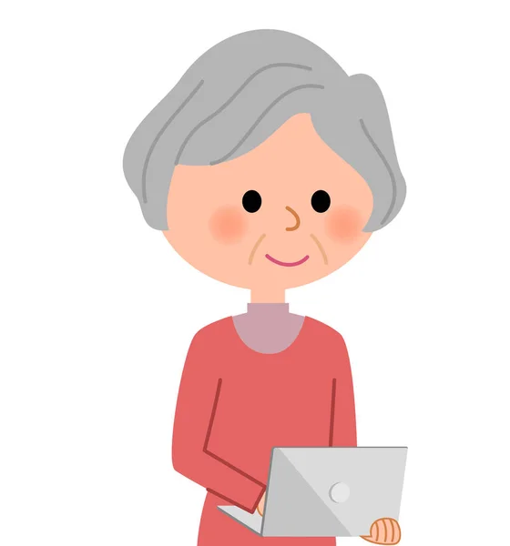 Oudere vrouwen, Laptop — Stockvector
