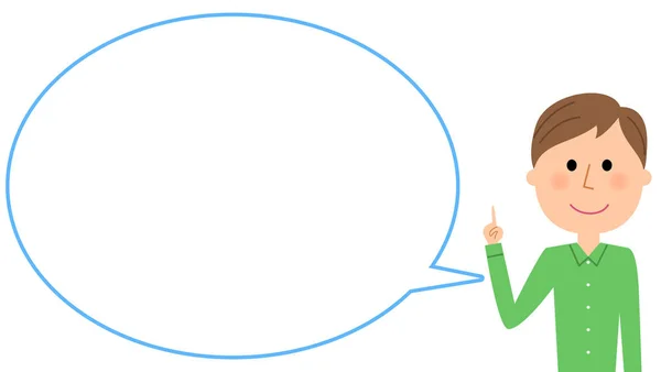 Homme avec bulle de texte vierge, ballon — Image vectorielle