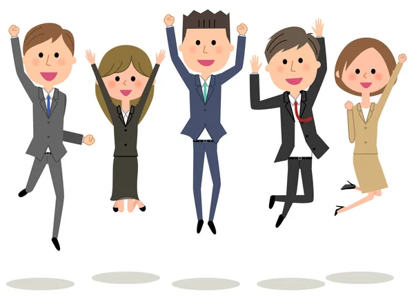 Business team, People in suit to jump — Stock Vector