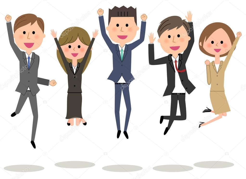 Business team, People in suit to jump