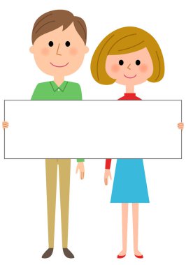 Genç çift, beyaz tahta