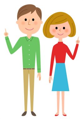 Genç çift, parmak işaret