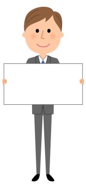 Genç işadamı, beyaz tahta