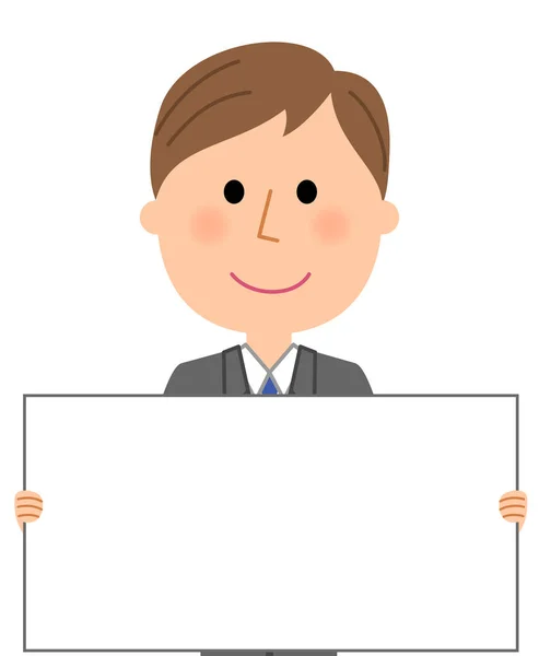 Jeune homme d'affaires, Tableau blanc — Image vectorielle