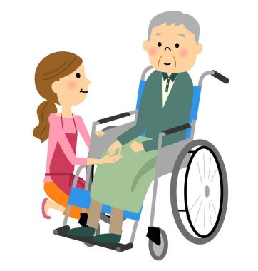 Tekerlekli sandalyede oturan yaşlı insanlar