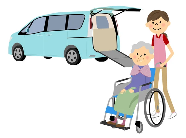 Πρόνοιας οχήματα και ηλικιωμένοι άνθρωποι — Διανυσματικό Αρχείο