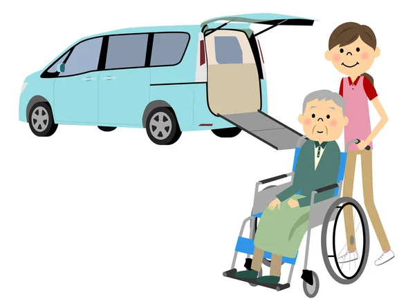 Транспортные средства социального обеспечения и пожилые люди — стоковый вектор