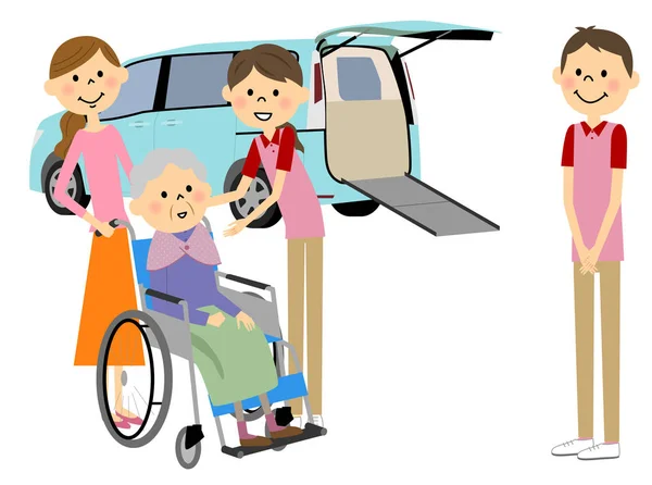Välfärd fordon och äldre personer — Stock vektor