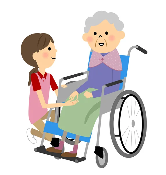 Ouderen zit in een rolstoel — Stockvector