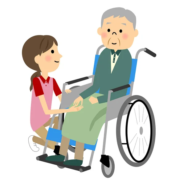 Personnes âgées en fauteuil roulant — Image vectorielle