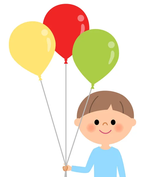 Ung pojke, med ballonger — Stock vektor