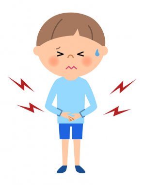 Genç çocuk, karın ağrısı