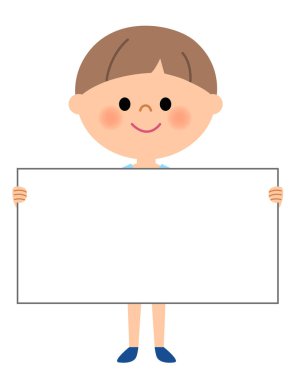 Genç çocuk, bir beyaz tahta Holding