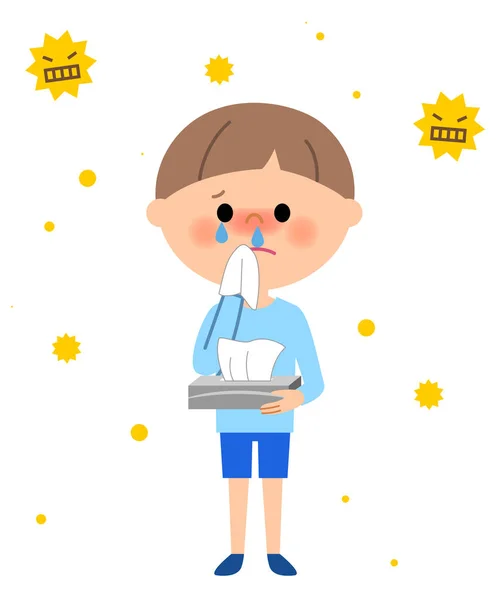 Young boy,Hay fever — Stock Vector