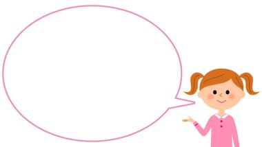 Kız boş metin balon, balon