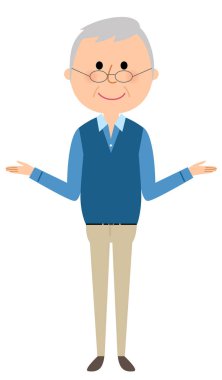 Yaşlı bir adam, iki eliyle açtı