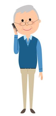 Yaşlı bir adam, telefon