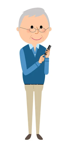 Elderly man,Phone — Stock Vector