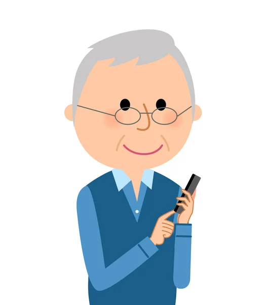 Starší muž, telefon — Stockový vektor