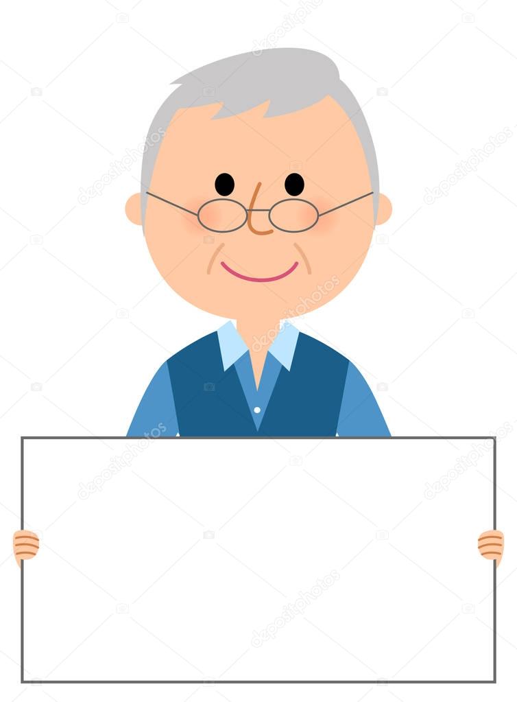 Elderly man,White board