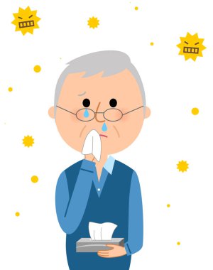 Elderly man,Hay fever clipart