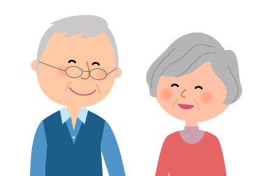 Yaşlı çift birbirleri ile gülümsüyor