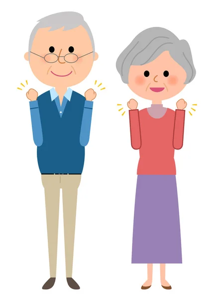 Bejaarde echtpaar, overwinning pauze — Stockvector