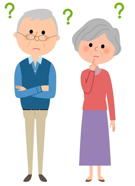 Älteres Ehepaar, Frage — Stockvektor