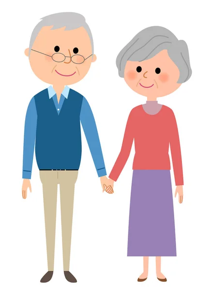 Pasangan lansia yang tersenyum satu sama lain - Stok Vektor