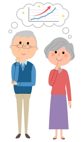 Älteres Ehepaar, steil ansteigend — Stockvektor