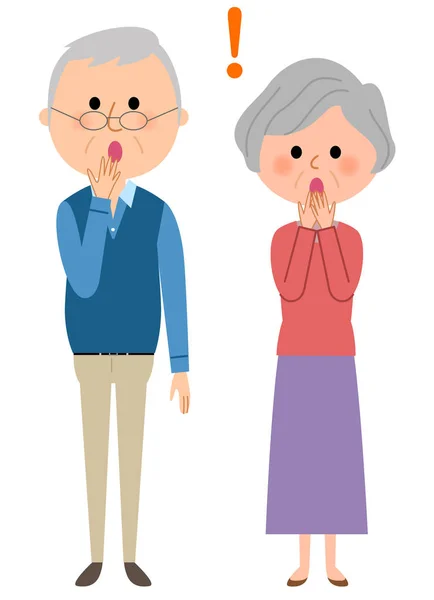 Pareja mayor, Sorprendido — Vector de stock