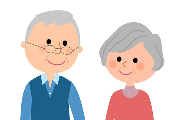 老年夫妇互相微笑 — 图库矢量图片