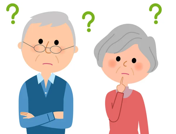 Älteres Ehepaar, Frage — Stockvektor
