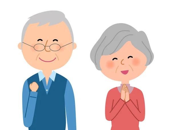 Bejaarde echtpaar, blij — Stockvector