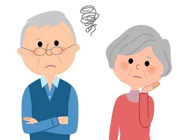 Bejaarde echtpaar, Be worried — Stockvector