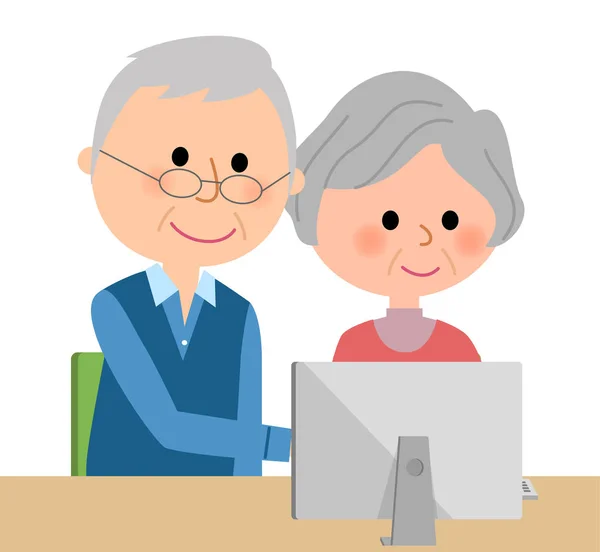 Bejaarde echtpaar, Pc — Stockvector