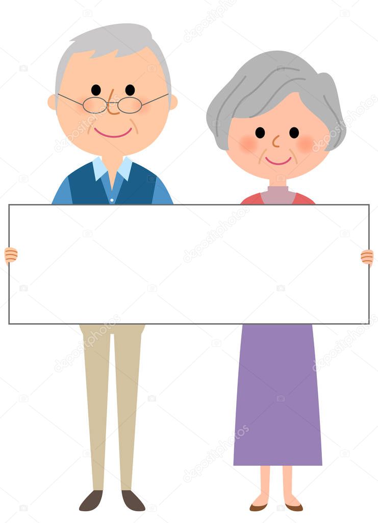 Elderly couple,White board