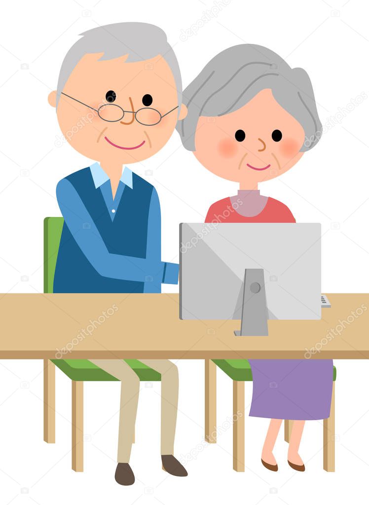 Elderly couple,PC