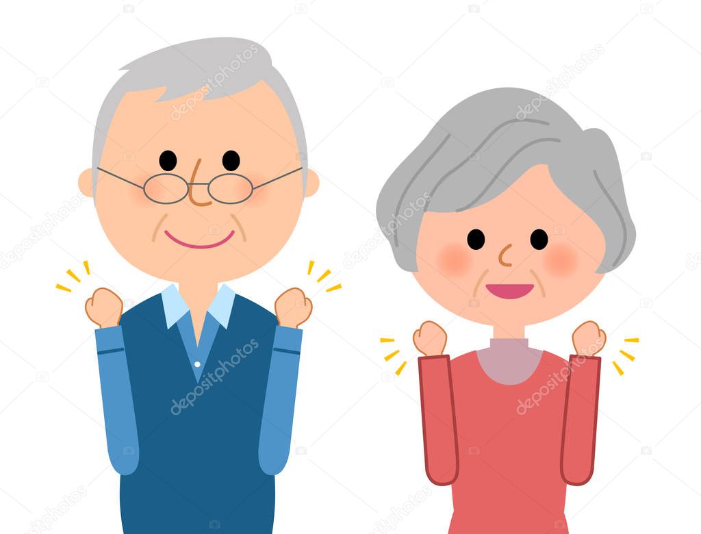 Elderly couple,Victory Pause
