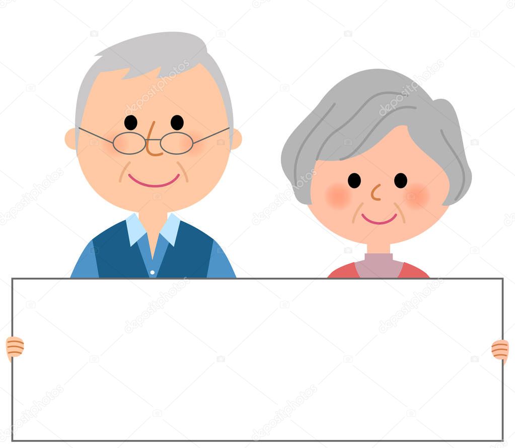 Elderly couple,White board