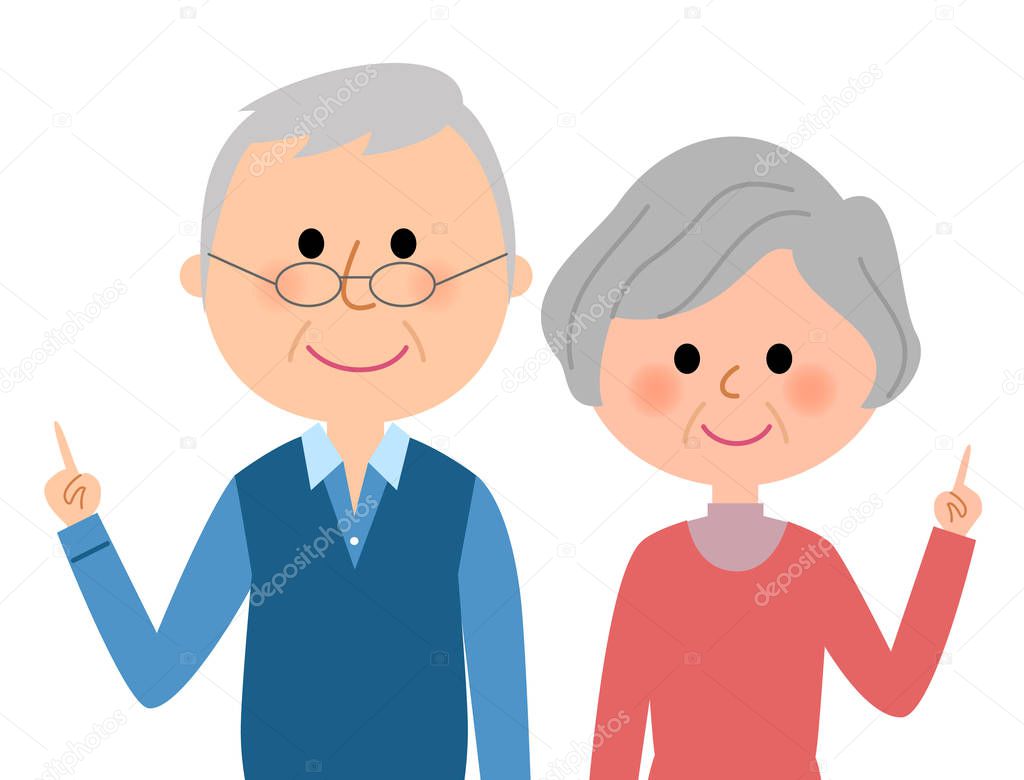Elderly couple,Finger pointing