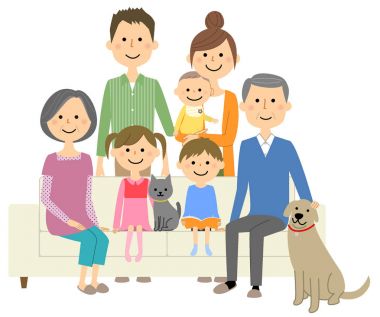 Koltukta dinlenmek için aile