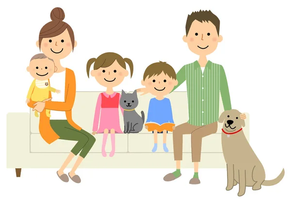 Famille pour se détendre sur canapé — Image vectorielle