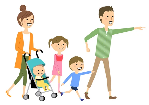 Family going out walking — Stock Vector