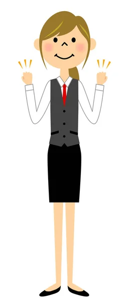 The female of the uniform who does a victory pose — Stock Vector