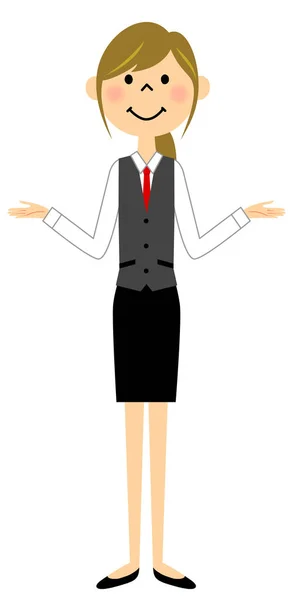 La femme de l'uniforme qui ouvre les deux mains — Image vectorielle
