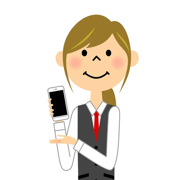 A fêmea do formulário uniforme com o telefone inteligente —  Vetores de Stock