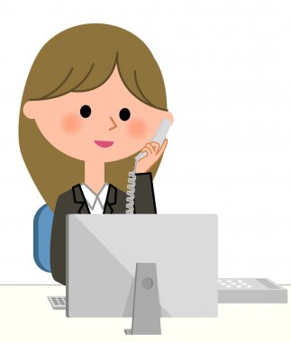 Genç iş kadını, telefon ve kişisel bilgisayar